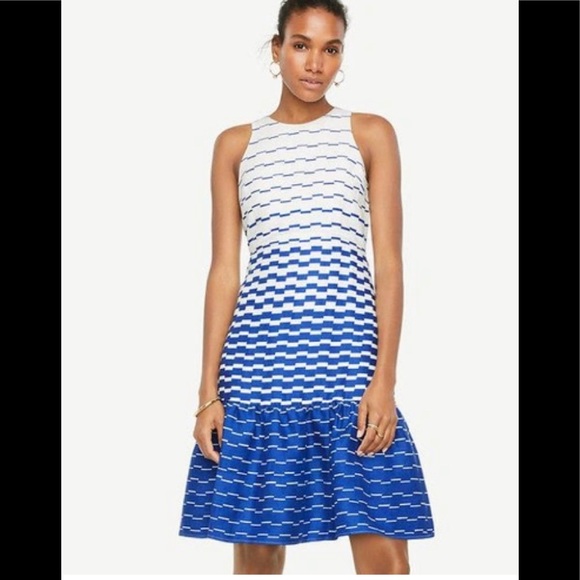 NWT AnnTaylor stripped dress with peplum hem Sizes 10p and 10. - Picture 2 of 13